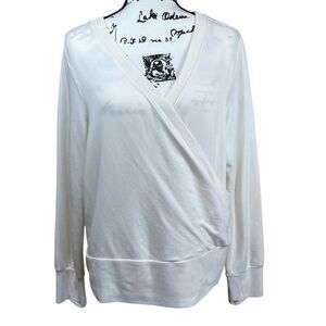 Athleta  White Criss Cross Long Sleeve Sweater Soft athleisure casual size XL